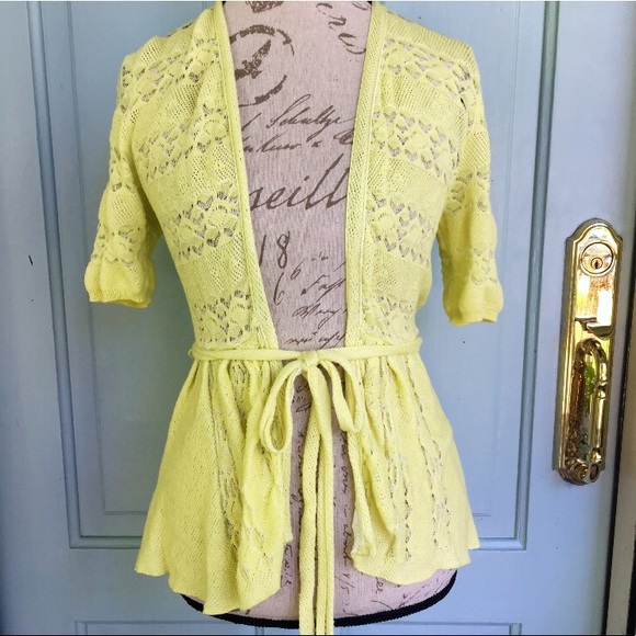 Anthropologie Sweaters - Anthropologie Knitted & Knotted Yellow Cardigan